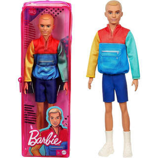 Barbie Ken Fashionistas Doll #163, Slender with Sculpted Blonde Hair &amp; Color-Blocked top GRB88 ตุ๊กตาบาร์บี้เคน ตุ๊กตาแฟชั่นนิสต้า #163เสื้อท็อป ปั้นผมบลอนด์ และบล็อกสี GRB88