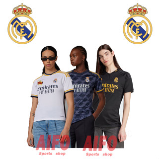 เสื้อกีฬาแขนสั้น ลายทีมชาติฟุตบอล Real Madrid 2023 24 ชุดเหย้า คุณภาพสูง สําหรับผู้หญิง