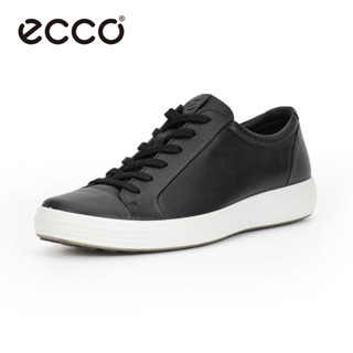 【SOFT.7】ECCO รองเท้าลําลอง หนังวัวแท้ ขนาดเล็ก สีขาว สไตล์มินิมอล สําหรับผู้ชาย 470364