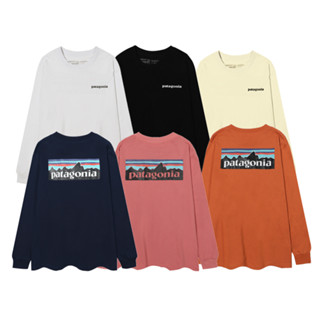 เสื้อยืดคอกลม แขนยาว ผ้าฝ้ายแท้ พิมพ์ลาย patagonia สไตล์สตรีท สําหรับผู้ชาย และผู้หญิง