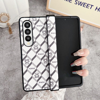 เคสป้องกันโทรศัพท์มือถือ หน้าจอพับได้ ลายสก๊อต และหมี สามมิติ สําหรับ Samsung zfold5 zfold4 zfold3