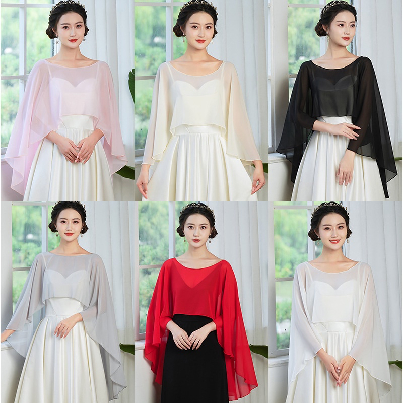 เสื้อคลุมไหล่ ผ้าชีฟอง หลากสี สําหรับเจ้าสาว