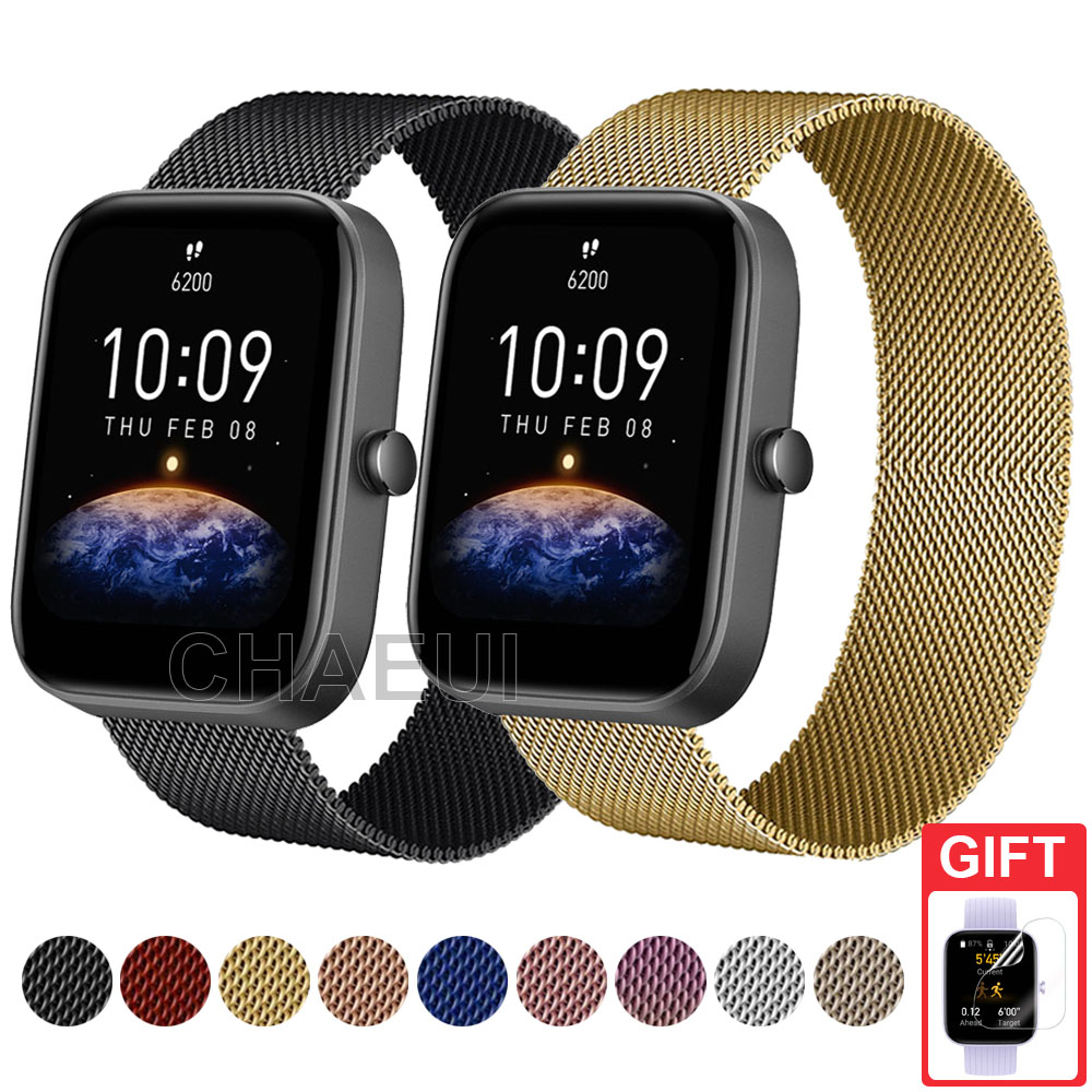 สายโลหะสแตนเลสสําหรับ Xiaomi Huami Amazfit Bip 5 Unity 3 U Pro GTS 4 Mini GTS3 GTS2