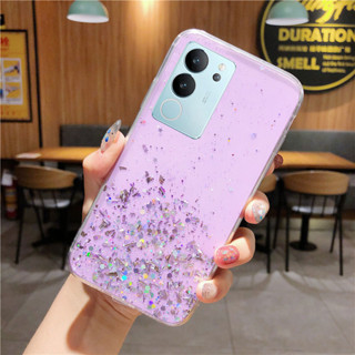 เคสโทรศัพท์ VivoV29 VIVOV27 VivoY27 VivoY36 VivoV25Pro TPU นิ่ม ใส ประดับกลิตเตอร์ดวงดาว สีดำ เขียว ชมพู สำหรับ VIVO V29 5G V27 Y27 5G 4G Y36 V25 Pro V23e V23 เคสวีโว่V29 วีโว่Y27 เคสวีโว่V27