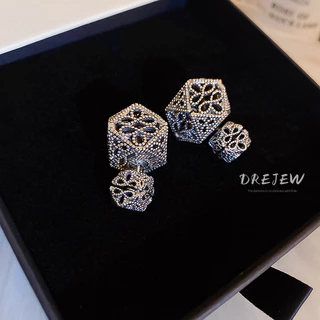 DREJEW ต่างหูเข็มเงิน 925 รูปดอกไม้ สองหู หรูหรา สําหรับผู้หญิง