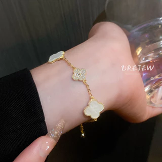 DREJEW สร้อยข้อมือ ทอง 18K ประดับเพทาย ลายดอกไม้ ขนาดเล็ก หรูหรา เรียบง่าย สําหรับผู้หญิง