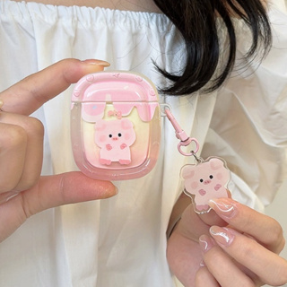 เคสหูฟัง TPU กันกระแทก ลายการ์ตูนหมูสีชมพู 3D สําหรับ AirPods 3 2 1 Pro 2 Gen Air Pods 3rd 2nd 1st