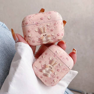 เคสหูฟัง TPU กันกระแทก ลายการ์ตูนกระต่ายน่ารัก สีชมพู สําหรับ AirPods 3 2 1 Pro 2 Gen Air Pods 3rd 2nd 1st