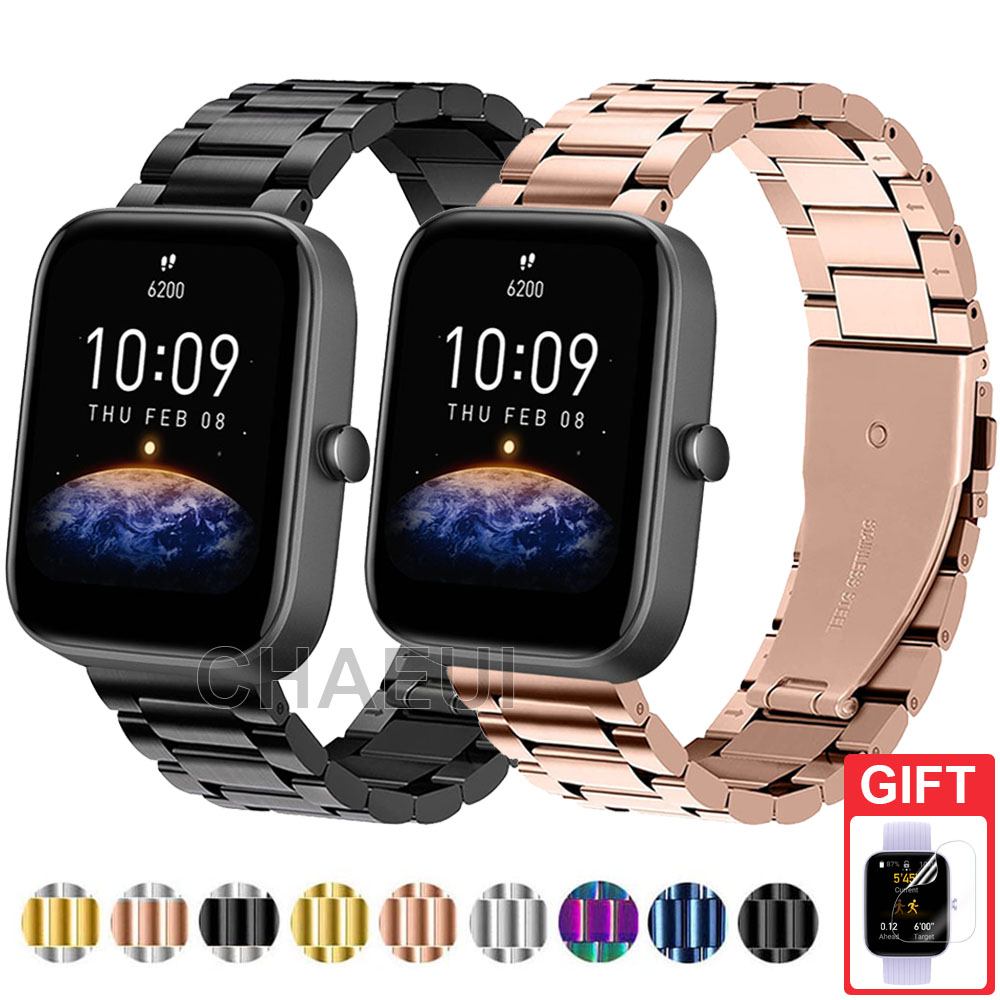 สแตนเลสสตีลสายโลหะสําหรับ Amazfit Bip 6 5 Unity 3 U Pro GTS 4 Mini GTS3 GTS2