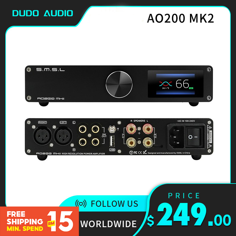 ⭐⭐⭐Smsl AO200 MKII เครื่องขยายเสียงบลูทูธ 5.0 HIFI DAC AMP พร้อมรีโมตคอนโทรล ชิป MA5332 XLR RCA BT U