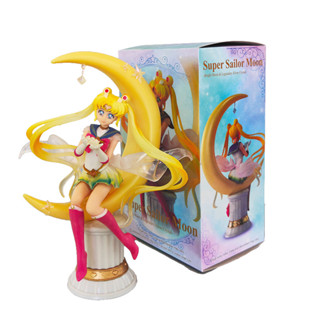 โมเดลฟิกเกอร์ Pvc รูปปั้นอนิเมะ Super Sailor Moon Tsukino Usagi ขนาด 21 ซม. ของขวัญ สําหรับตกแต่งโต๊ะ เก็บสะสม