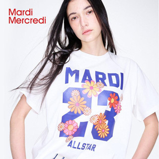 Mardimercredi เสื้อยืดคอกลม แขนสั้น พิมพ์ลายดิจิทัล 23 ทรงหลวม และเข้ารูป