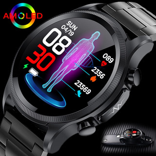 E400 สมาร์ทวอทช์ ECG PPG HRV PTT วัดอุณหภูมิออกซิเจนในเลือด ความดันโลหิต IP68 กันน้ํา PK E300