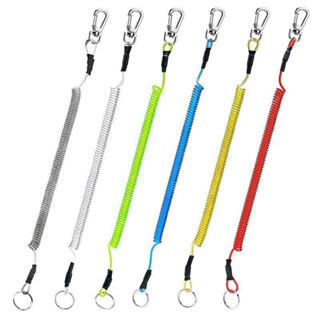 Spring Rope Security Fishing String Lanyard Boating Anti-lost Outdoor Camping Steel Wire Tool Carabiner