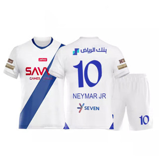 เสื้อกีฬาแขนสั้น ลายทีมชาติฟุตบอล Neymar 2023-24 Season Al-Hilal Saudi ชุดเยือน สําหรับเด็ก และผู้ใหญ่