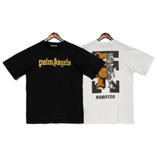 Palm angels เสื้อยืด คอกลม แขนสั้น ผ้าฝ้าย พิมพ์ลาย ทรงหลวม แฟชั่นสําหรับผู้ชาย และผู้หญิง