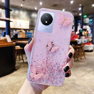 เคส VIVO Y02A Y02 V25 V25 PRO V23 5g Y33T Y21T Y15S Y15A Y76 Y21 Y33S V21 V23e butterfly Soft Transparent Bling Glitter Cover