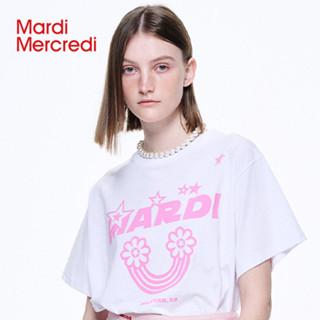 Mardimercredi เสื้อยืด แขนสั้น พิมพ์ลายตัวอักษร สีรุ้ง ทรงหลวม และบาง อเนกประสงค์ สําหรับผู้หญิง ใช้ในชีวิตประจําวัน