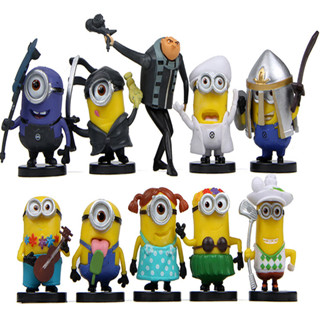 ตุ๊กตาฟิกเกอร์ Minions Gru Despicable Me Movie ของเล่นสําหรับเด็ก 10 ชิ้น
