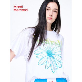 Mardimercredi เสื้อยืดแขนสั้น พิมพ์ลายตัวอักษร ดอกเดซี่ ไล่โทนสี ทรงหลวม อเนกประสงค์