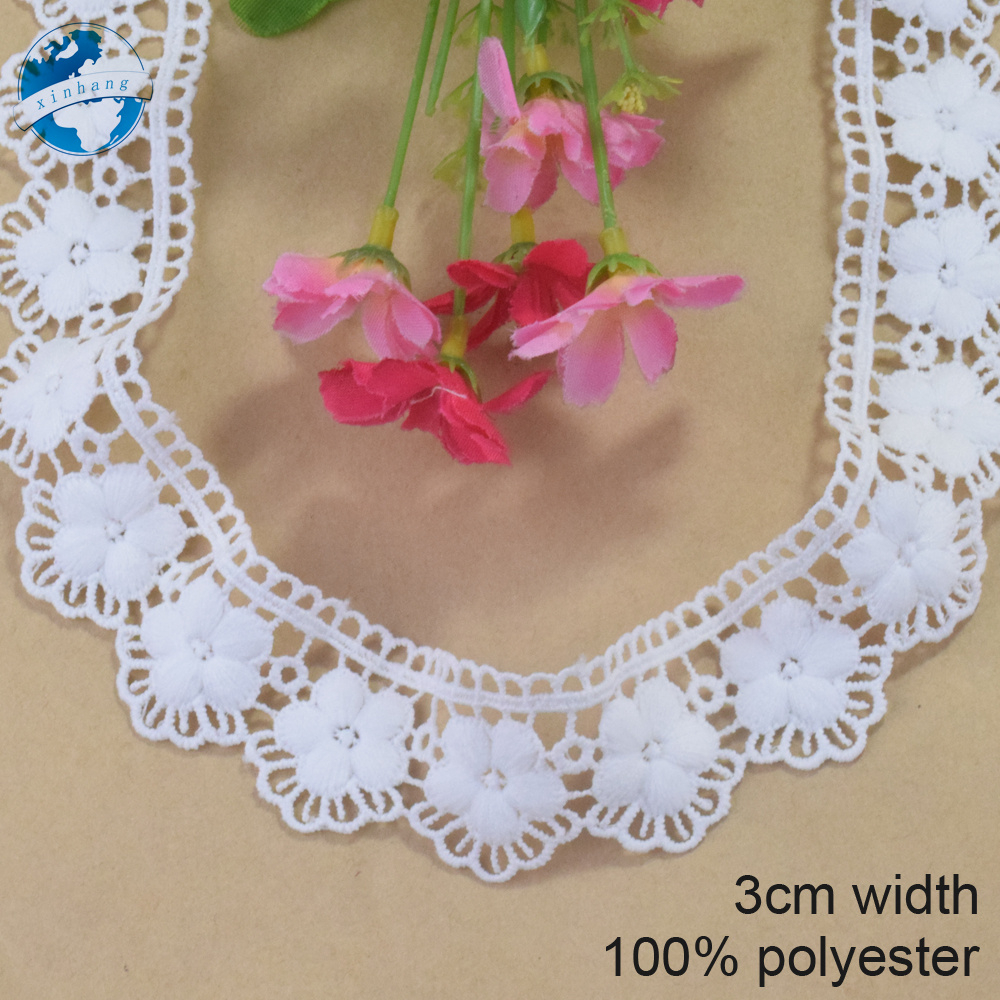 กว้าง 3 ซม. โพลีเอสเตอร์เย็บปักถักร้อยขอบลูกไม้ลูกไม้ผ้า diy trims มินิเดรสลูกไม้ริบบิ้น garment อุปกรณ์เสริม 4343