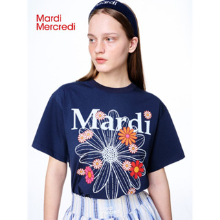 Mardimercredi เสื้อยืดแขนสั้น พิมพ์ลายดอกเดซี่ ทรงหลวม และบาง อเนกประสงค์