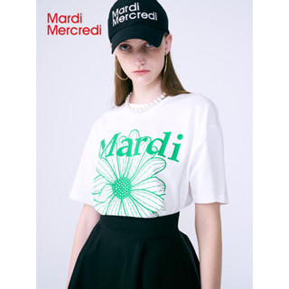 Mardimercredi เสื้อยืดแขนสั้น พิมพ์ลายตัวอักษร ดอกเดซี่ ทรงหลวม อเนกประสงค์ สําหรับผู้หญิง และผู้ชาย