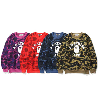 Bape เสื้อฮู้ดลําลอง คอกลม ผ้าฝ้าย พิมพ์ลาย แฟชั่นสําหรับผู้ชาย และผู้หญิง