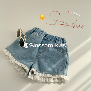 Blossom Kids Childrens pants กางเกงยีนขาสั้น แบบบาง เข้ากับทุกการแต่งกาย สไตล์เกาหลี แฟชั่นฤดูร้อน สําหรับเด็กผู้หญิง