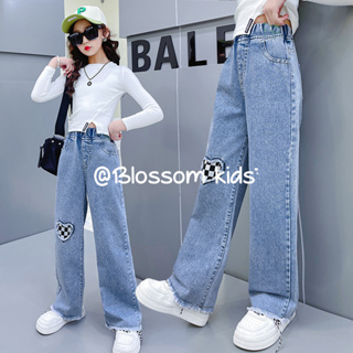 Blossom Kids Childrens pants กางเกงยีนขากว้างลําลอง  ทรงหลวม  กางเกงยีนส์เด็กผู้หญิงเอวยางยืด