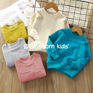 Blossom Kids Childrens top New Jacquard Boys and Girls Long Sleeve T-shirt Small and Medium Childrens Tops Baby All-Match Bottoming Shirt