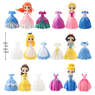 โมเดลตุ๊กตาฟิกเกอร์ PVC เจ้าหญิงดิสนีย์ Snow White Anna Elsa Ariel Bella Mulan Cinderella Alice Aurora Jasmine Rapunzel Q Version ขนาด 8 ซม. 18 ชิ้น ต่อชุด