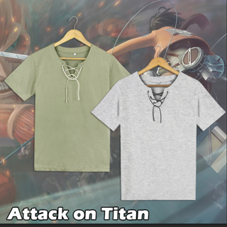 เสื้อยืดแขนยาว พิมพ์ลายอนิเมะ Attack on Titan Scout Regiment Eren Yeager โอเวอร์ไซซ์ สีเทา สีเขียว สําหรับผู้ชาย