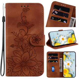 เคสโทรศัพท์หนัง Pu ฝาพับ ลายนูน พร้อมช่องใส่บัตร สําหรับ Samsung Galaxy S23FE S23 S22 Ultra S22+ Plus