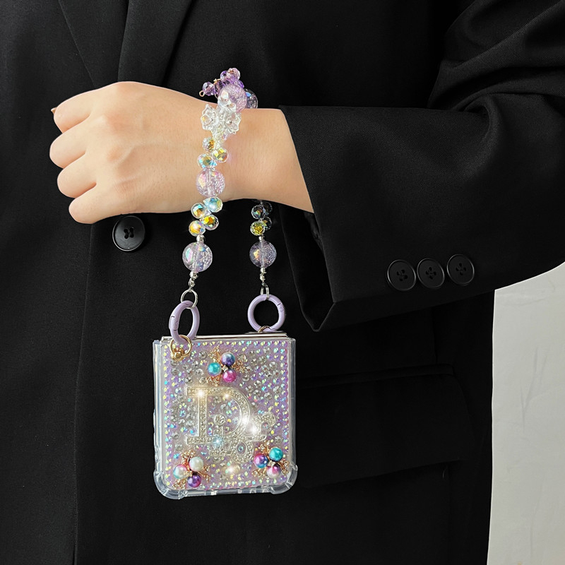 แฟชั่นเพชรเต็มอินเทรนด์กรณี Samsung Z Flip 7 6 5 4 3 7FE เคสโทรศัพท์หน้าจอพับป้องกันกรณี oppo findn3flip/n2flip พับ 6 5 4 สร้อยข้อมือ Rhinestone ผู้หญิง - รูปที่ 2