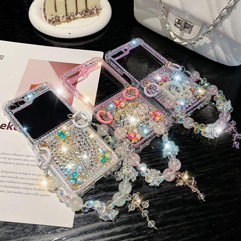 แฟชั่นเพชรเต็มอินเทรนด์กรณี Samsung Z Flip 7 6 5 4 3 7FE เคสโทรศัพท์หน้าจอพับป้องกันกรณี oppo findn3flip/n2flip พับ 6 5 4 สร้อยข้อมือ Rhinestone ผู้หญิง - รูปที่ 3