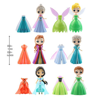 โมเดลตุ๊กตาฟิกเกอร์ PVC เจ้าหญิงดิสนีย์ Frozen Elsa Anna Aurora Mulan Cinderella Tinker Bell Q Version ขนาด 11 ซม. 12 ชิ้น ต่อชุด