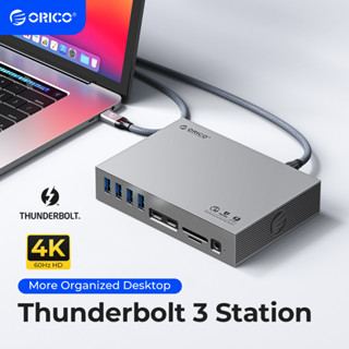 ORICO USB C HUB Triple Display Thunderbolt 3 Docking Station Type C to 8K Display Port RJ45 LAN 3.5mm Audio SD TF 40Gbps พอร์ต Thunderbolt สำหรับ MacBook Air Pro M1 M2