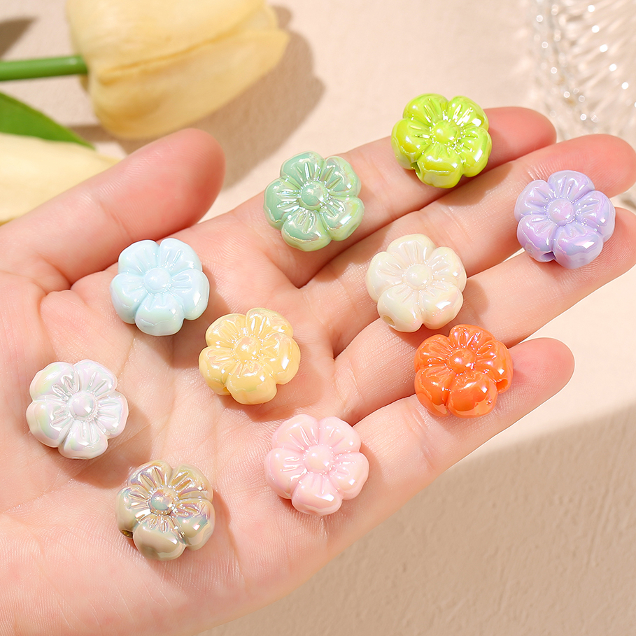St. kunkka 4 ชิ้น ลูกปัดอะคริลิค ลายดอกไม้ ห้ากลีบ หลากสี 19.5 มม. สําหรับทําเครื่องประดับ สร้อยคอ สร้อยข้อมือ DIY