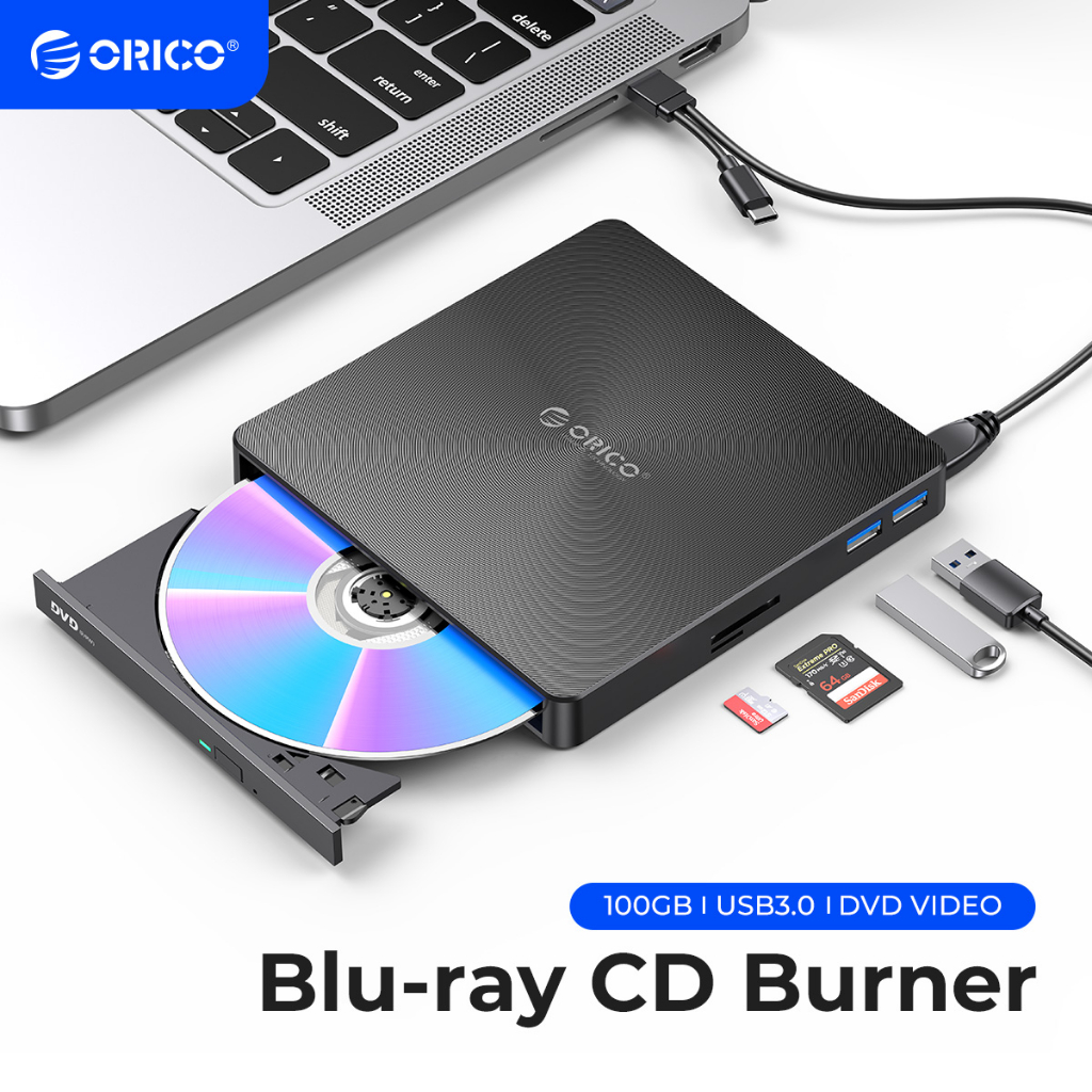 Orico USB 3.0 Slim ไดรฟ์ดีวีดีภายนอก Blu-ray DVD Burner แบบพกพา Writer Recorder DVD/CD/VCD เครื่องเล