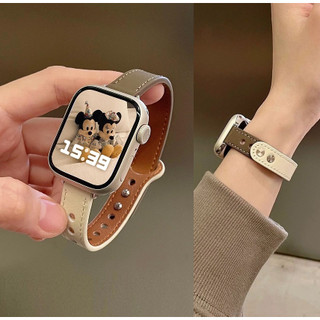 สายนาฬิกาข้อมือหนัง แบบบางพิเศษ สําหรับ Watch Series11 10 9 8 Series7 6 SE 5 4 3 2 1 SE SE2 ขนาด 49 มม. 38 มม. 40 มม. 44 มม. 41 มม. 45 มม. 42 มม. Compatible for สาย i watch Strap