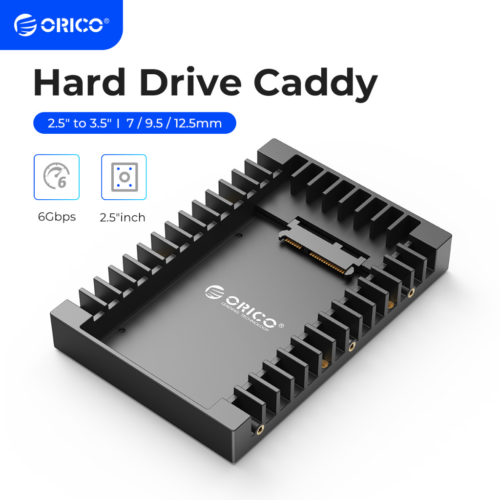 Orico แคดดี้ฮาร์ดไดรฟ์ 2.5 นิ้วถึง 3.5 นิ้วรองรับ SATA 3.0 ถึง USB 3.0 6Gbps รองรับ 7 / 9.5/12.5 มม. 2.5 นิ้ว SATA HDDs และ SSD (1125SS-V1)