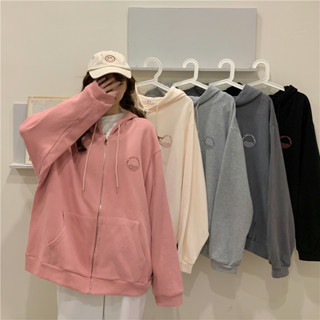 NZN เวอร์ชั่นเกาหลี ใหม่ หลวม มีฮู้ด เสื้อกันหนาวผู้หญิง ลําลอง แขนยาว บาง ซิป เสื้อคาร์ดิแกน