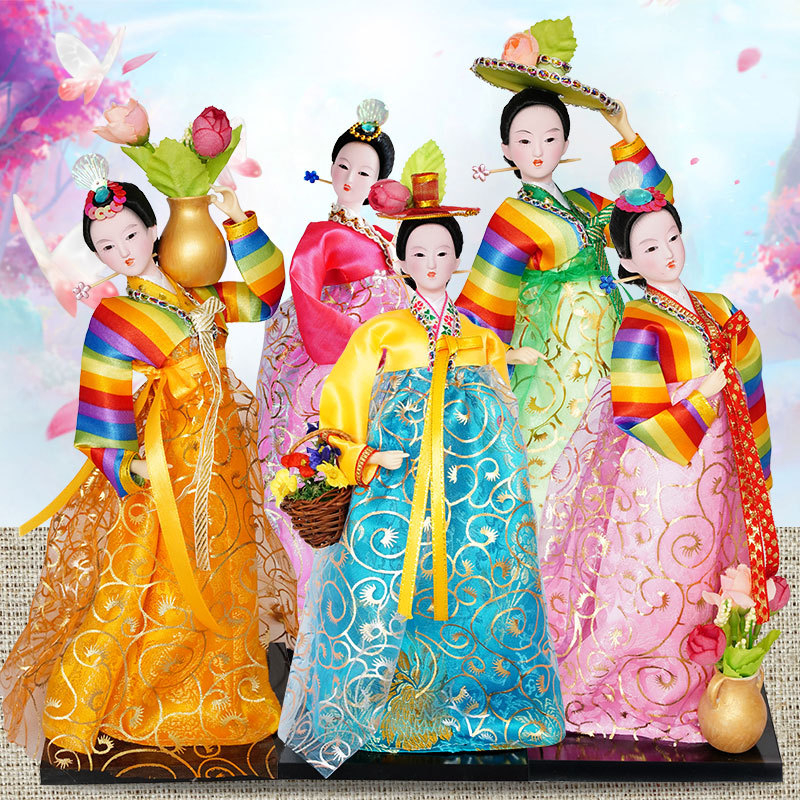 [ ฟิกเกอร์ตุ๊กตาผู้หญิง Geisha Hanbok ขนาดเล็ก 12 นิ้ว สไตล์เกาหลี