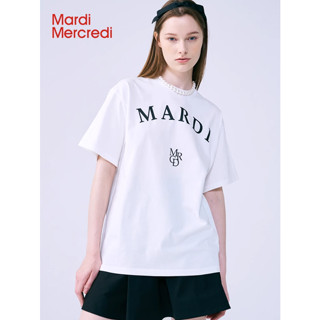 Mardimercredi เสื้อยืดลําลอง ผ้าฝ้าย แขนสั้น พิมพ์ลายตัวอักษร ทรงหลวม สําหรับผู้ชาย และผู้หญิง