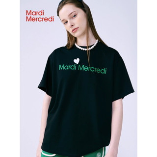 Mardimercredi เสื้อยืดแขนสั้น ผ้าฝ้าย พิมพ์ลายตัวอักษร ทรงหลวม สําหรับผู้ชาย และผู้หญิง