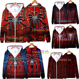 ใหม่ เสื้อกันหนาว เสื้อแจ็กเก็ต แขนยาว มีฮู้ด พิมพ์ลายการ์ตูน Spider Man 3 มิติ มีซิป ทรงหลวม สไตล์ญี่ปุ่น คอสเพลย์ แฟชั่นสําหรับผู้ชาย และผู้หญิง