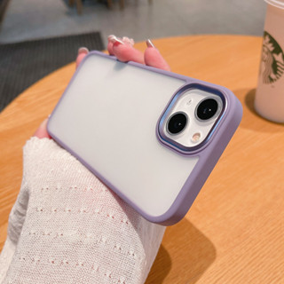 เคสโทรศัพท์มือถือ PC แข็ง แบบโปร่งแสง กรอบ TPU โลหะ ป้องกันกล้อง สําหรับ iPhone 15 Pro Max 15 Plus 11