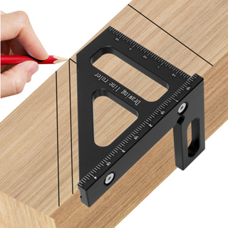 Inch 45 and 90 Degree Aluminum Miter Triangle Ruler - Precision 3D Multi Angle Layout Measuring Tool for Engineer Carpenter