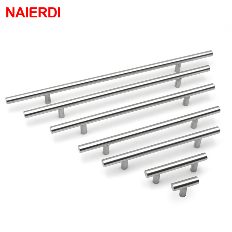 Naierdi มือจับประตูตู้ เฟอร์นิเจอร์ สเตนเลส เส้นผ่าศูนย์กลาง 10 มม. สีเงิน